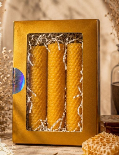 Bienenwachskerzen 3er pack - bienenwachskerzen,