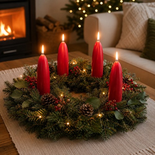 Adventskerzen set aus roten - adventskerzen-set,
