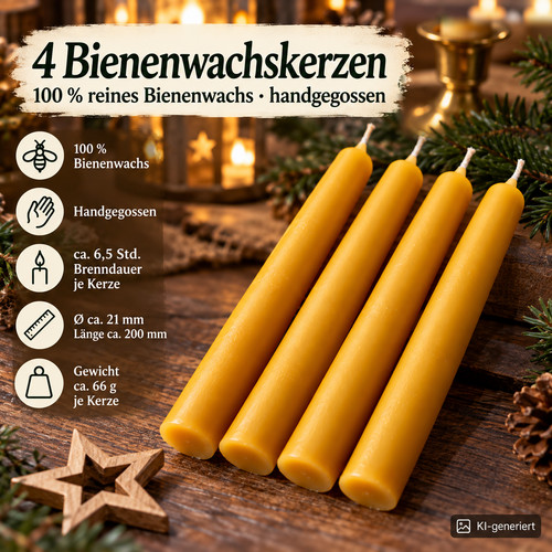 4er set bienenwachskerzen - bienenwachskerzen, –